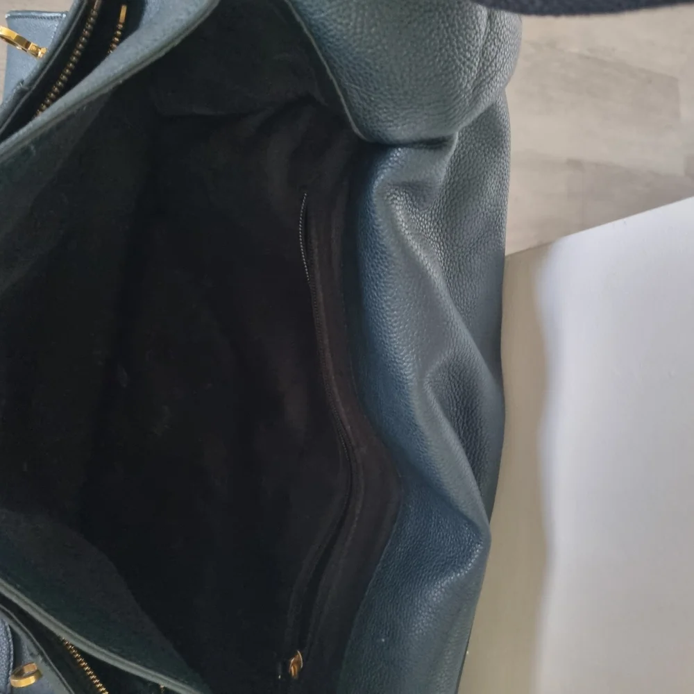 Men's ,and WomenDark Green Leather Briefcase with Gold Hardware ,Ferragamo